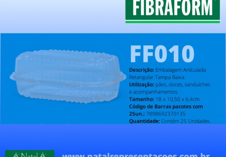 Embalagem Articulada Retangular Tampa Alta F10 Fibraform