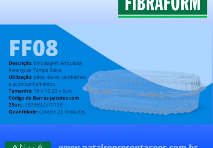 Embalagem Articulada Retangular Tampa Baixa F08 Fibraform