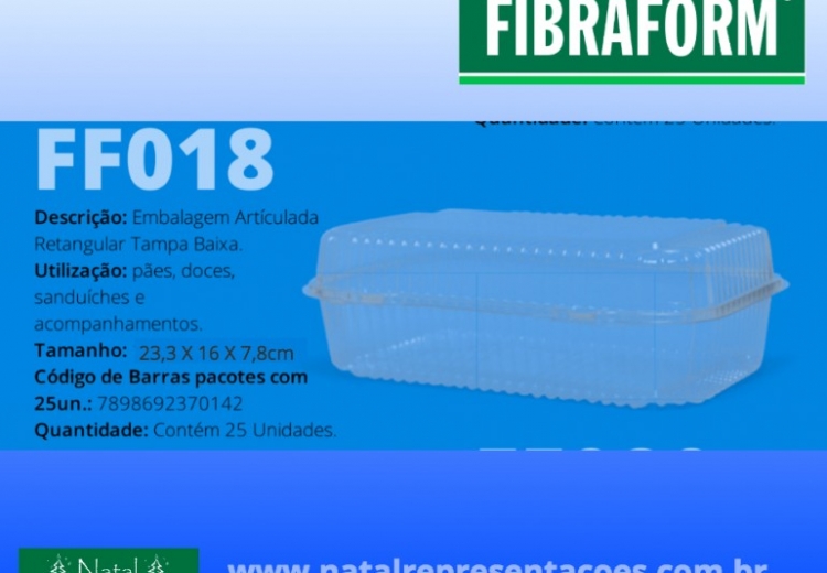 Embalagem Articulada Retangular Tampa Baixa F18 Fibraform