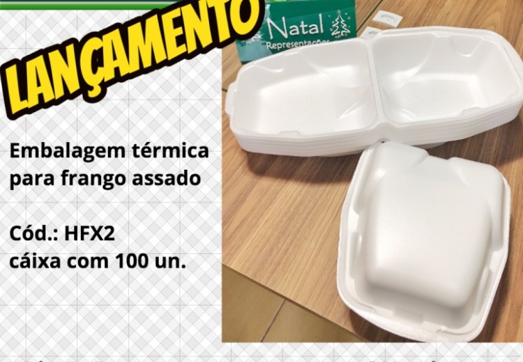 Embalagem térmica para frango assado de isopor