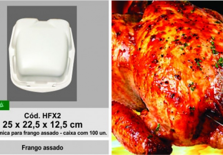 Embalagem térmica para frango assado de isopor