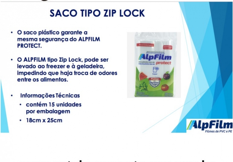 Lançamento Alpfilm Saco tipo Zip Lock